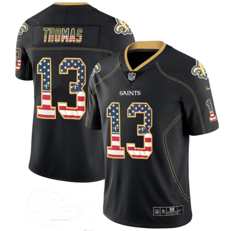 Men's New Orleans Saints #13 Michael Thomas Black USA Flag Color Rush Limited Fashion NFL Stitched Jersey